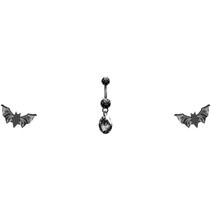 3.0 gothic grey bat wings hip + belly piercing
