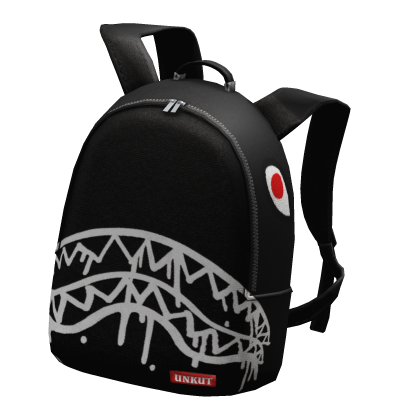 (1.0) Black & White Sprayground Shark Backpack