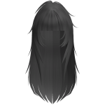 emo messy long hime cut hair in gray