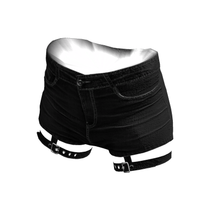 Y2K Denim Shorts with Straps Black