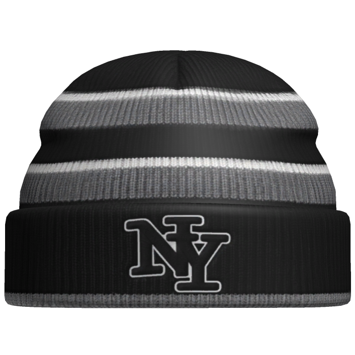 Black Grey Striped NY Beanie Cool Streetwear Hat