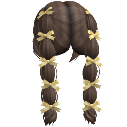 Yellow Bow-Tied Bubble Braid Pigtails (Brown) Roblox item