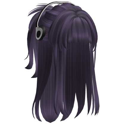 Y2K Spiky Half Up Hair with Headphones (Purple) Roblox item