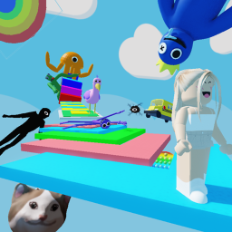 Rainbow Obby Parkour! Door Survival Killer Evade