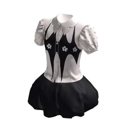 Cute Preppy Black Skirt & White Blouse Outfit thumbnail