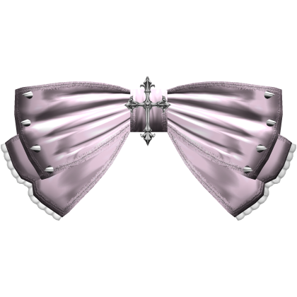 Droopy Gothic Cross Bow w Spikes (Light Pink)