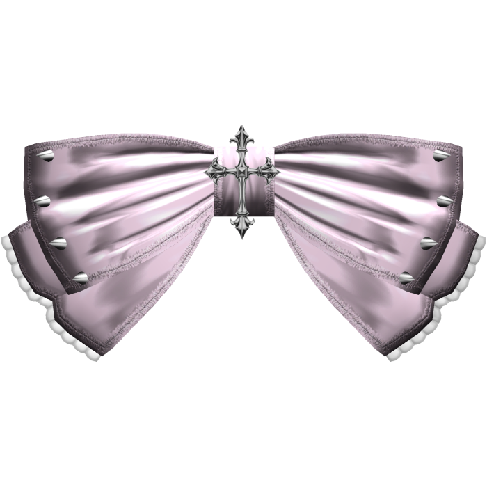Droopy Gothic Cross Bow w Spikes (Light Pink)