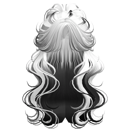 Crimped Wavy Empress Ponytail White&Black