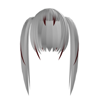 White & red vampire fangs emo messy twintails Roblox item