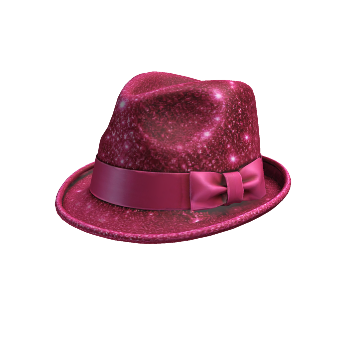 Glittering Pink Satin-Banded Fedora