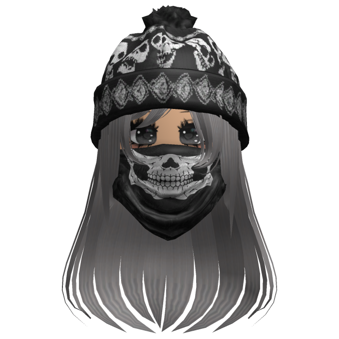 cute moe girl with emo skull beanie + mask