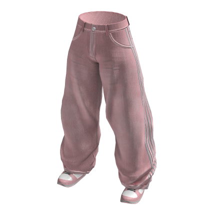 Baggy Pants With Stripes + Sneakers (Pink)