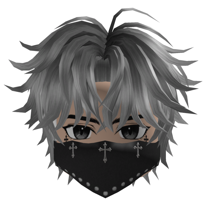 Spiky Hair w/ Bandana & Glasses (Gray)