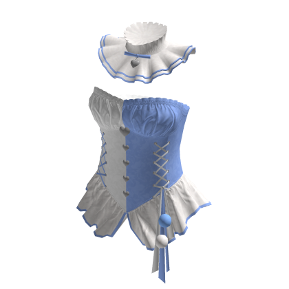 Coquette Heart Lace Up Corset Top (Blue N White)