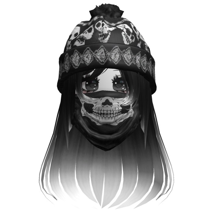 cute moe girl with emo skull beanie + mask