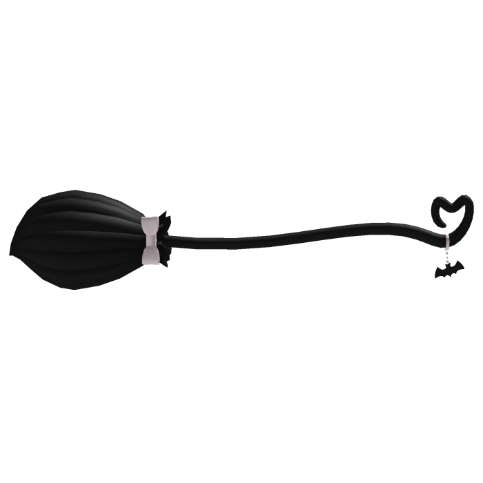 kawaii spooky witches broom in black and pink