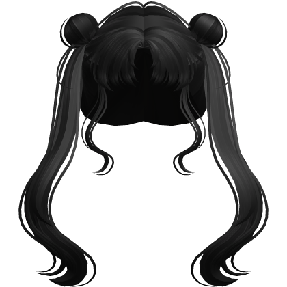 Long Anime Kawaii Bun Twintails (Black) Roblox item