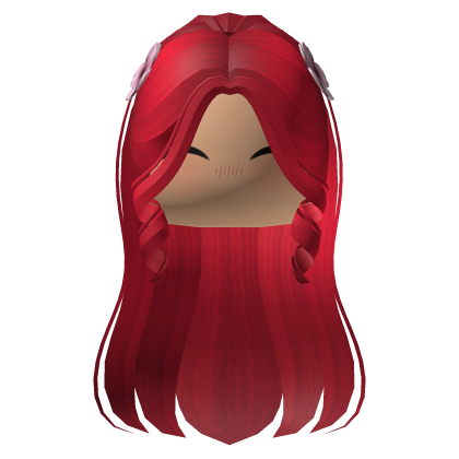 Cute Red Curled Strands Hair w/ Flowers Roblox item