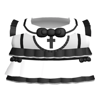 . ‿♡ cute black & white ruffle nurse dress w bows Roblox item