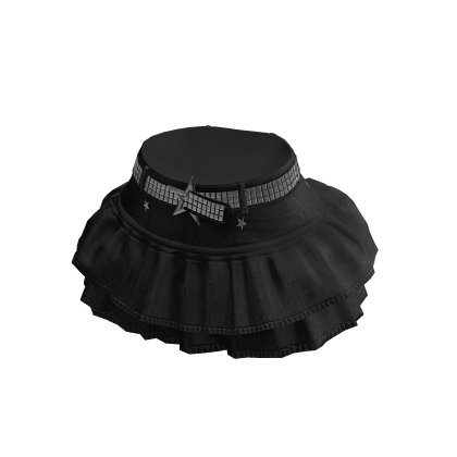 Black Denim Ruffle Skirt w Studded Belt