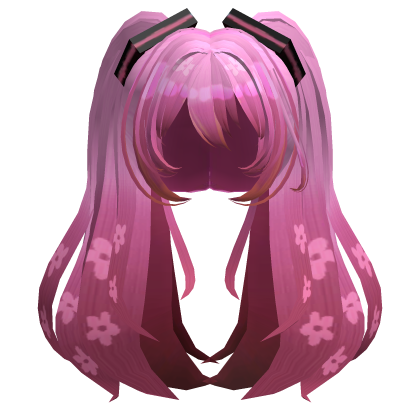 Miku Long Fluffy Twintails Hair - Sakura Pink Roblox item