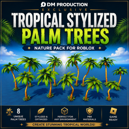 Tropical Stylized Roblox Palm Trees Nature Pack