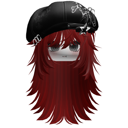 Messy Wolfcut W/ Academia Beret&Face Red thumbnail