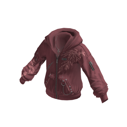 Sleeve Graphic Zip-Up Hoodie (Maroon)