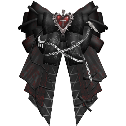 Dark Red Emo Gothic Heart Hair Bow Ribbon Roblox item