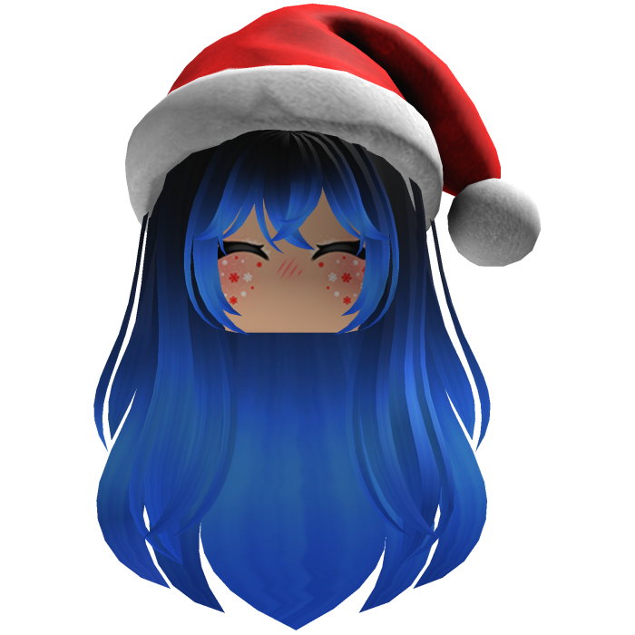 cute fluffy hair a Christmas hat beret (Blue)