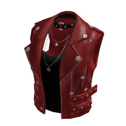 Biker Vest with Layered Top (Red)