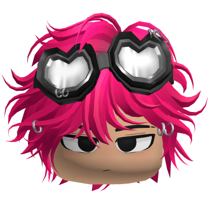Anime Messy Boy Hair w/ Punk Goggles (Hot Pink) Roblox item