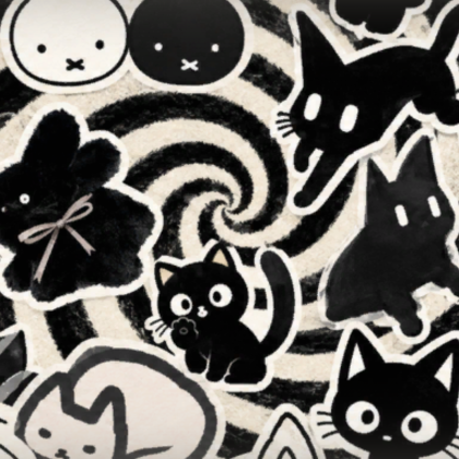 Cute Emo Black Cat Collage Background