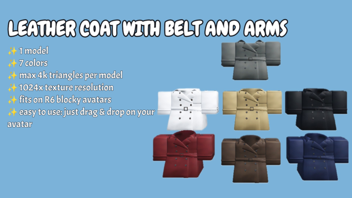 [R6] Leather coat with belt and arms preview 1