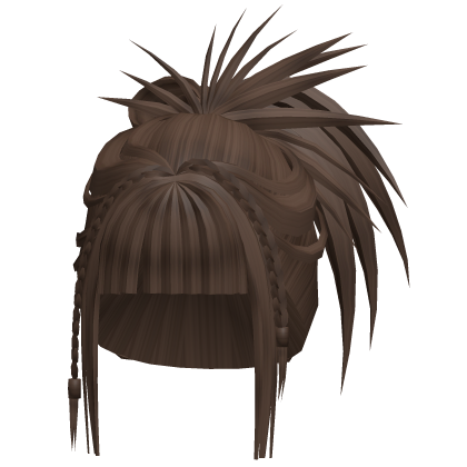 brown messy bun ponytail long hair Roblox item