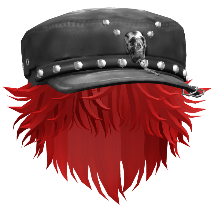 Fluffy Emo Black Beret Y2K Boy Hair (Red)