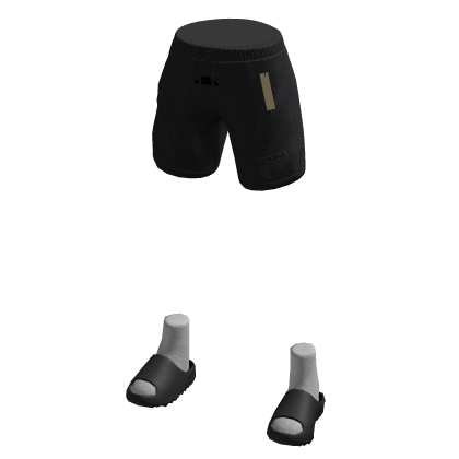 Black Essentials Shorts with Yeezi Slides thumbnail