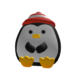 Penguin with Red and White Stripe Hat