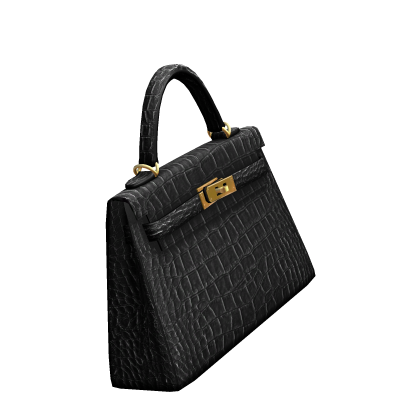 Black Croco Mini Kelly Handbag