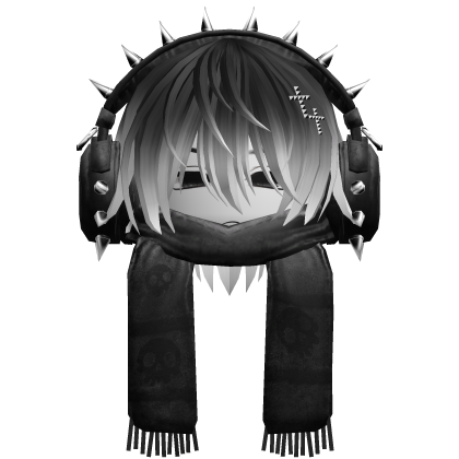 Boy Hair&Emo Headphones&Scarf Black&White