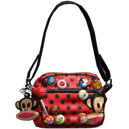 Red Harajuku Polka Dot Monkey Charm Bag Roblox item render