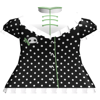 kawaii black polka dot chinese panda ruffled dress Roblox item