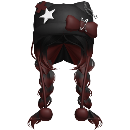 Cute Winter Braids w/ Beanie (Black&Red) Roblox item