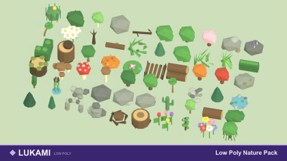 Low Poly Nature Trees Rocks Bushes Forest x60 preview 1