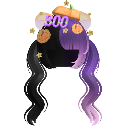 halloween kawaii bear black and purple pigtails v2 Roblox item