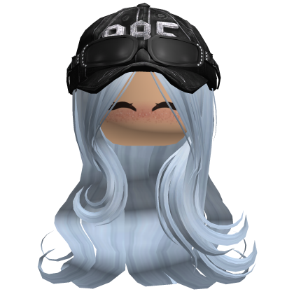 Y2K Flowy Hair w Face, Cap + Glasses Sky Blue Roblox item