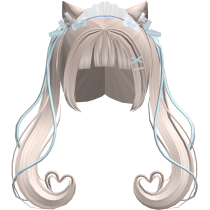 neko vanilla maid heart ponytails anime w/ ribbons