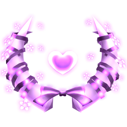 [GLOWING] Pink Heart Horns w Flowers Cute Aura