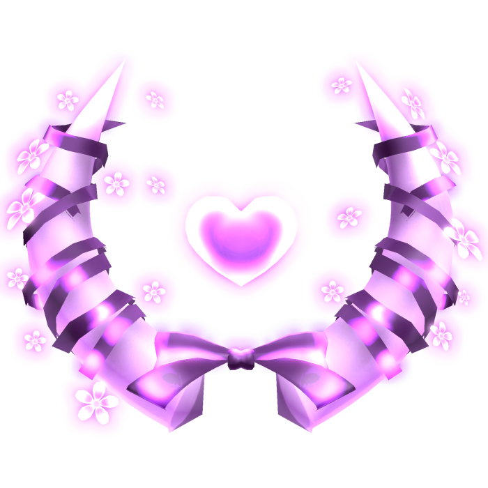 [GLOWING] Pink Heart Horns w Flowers Cute Aura