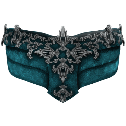 Gothic Filigree Face Mask - Teal & Silver